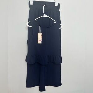 Elegant Navy Sleeveless Top and Pants Set
